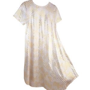 Nwot LuLaRoe Carly Dress XS Metallic Shine Hi Low Swing T-Shirt Womens Mumu Size